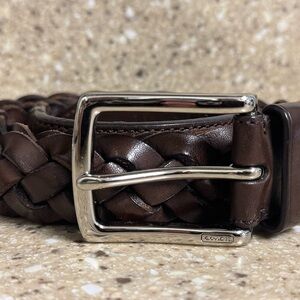 Mens Coach Classic Bridle Belt Silver Coach Complete Catal Sz 40 “ ( F90284)